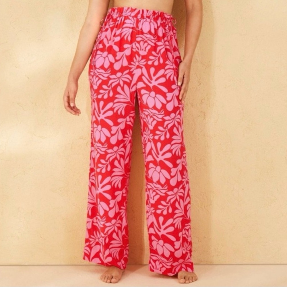 Shade & Shore Pink Floral Wide-Leg Pants - Picture 2 of 10